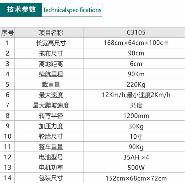 电动崆峒尘推车C3105