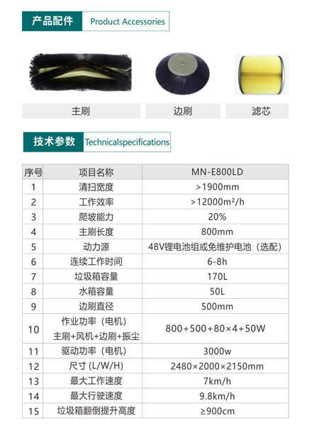 新型全封闭自卸式崆峒扫地机MN-E800LD